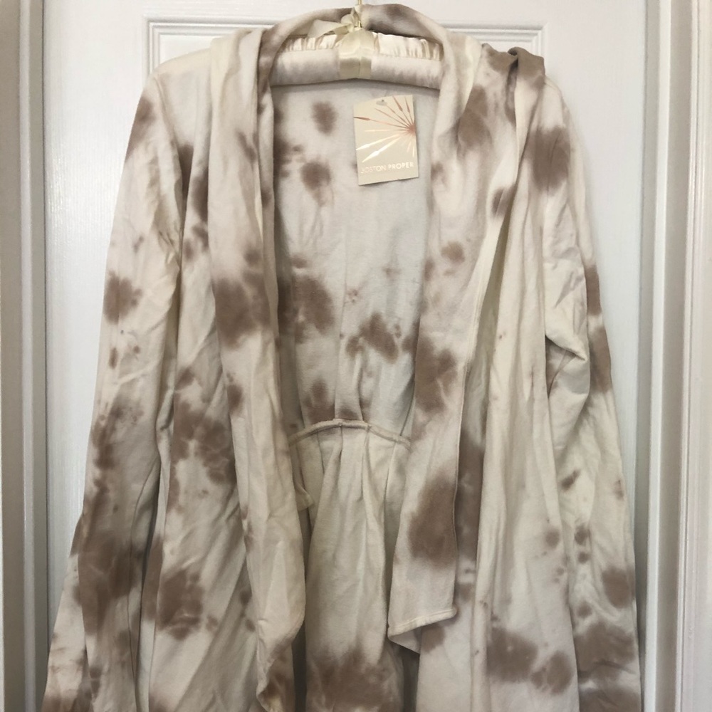 brown and white womens tie dye hoodie